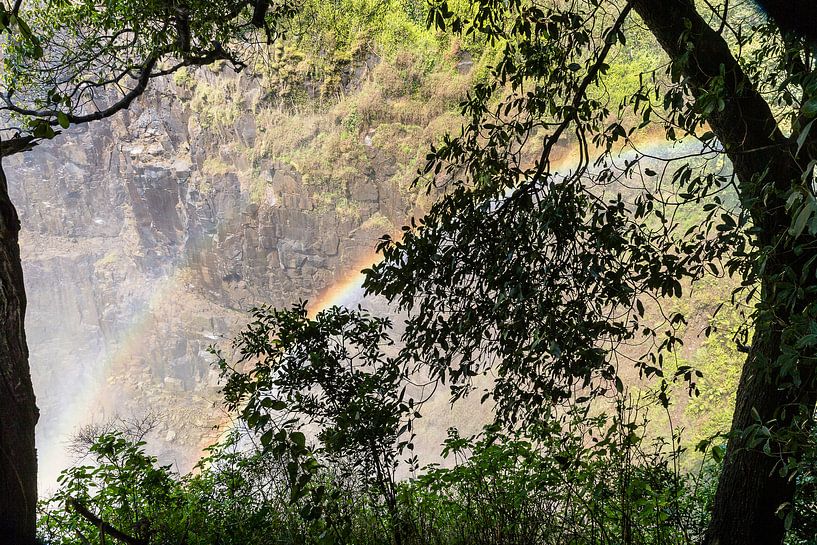 Regenboog door Victoria Falls in Zimbabwe par Henri Kok