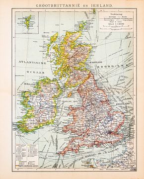 Carte vintage de la Grande-Bretagne et de l'Irlande sur Studio Wunderkammer