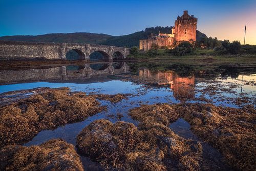 Schotland Eilean Donan Castle in het avondlicht