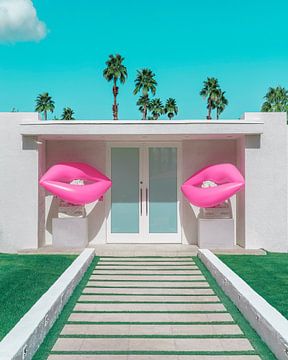 Mid-Century Modern House with Pink Lips by Tom Windeknecht
