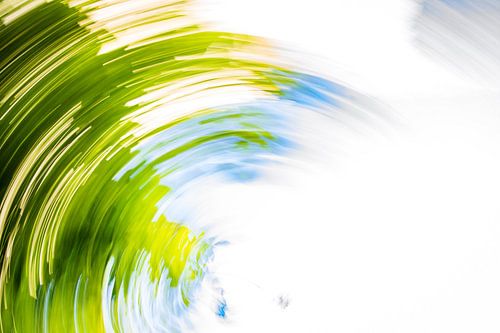 daytrails - abstracte kunst - bomen - zon - groen sur Sven Van Santvliet