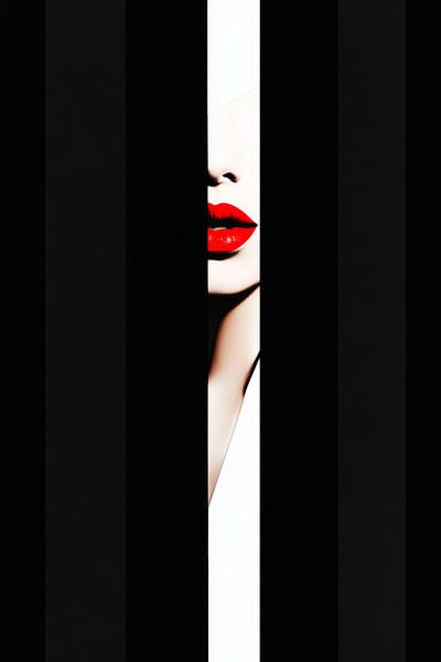 Lippenbekenntnis in Schwarz und Weiß von Poster Art Shop
