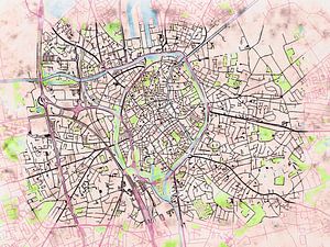 Karte von Brugge im stil 'Soothing Spring'