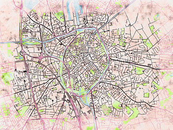 Kaart van Brugge in de stijl 'Soothing Spring'
