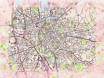 Kaart van Brugge in de stijl 'Soothing Spring' van Maporia