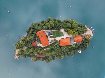 The island of Lake Bled in Slovenia by DutchDroneBird