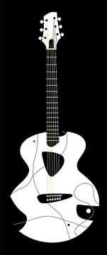 Minimalistische zwart-wit gitaar 3 van Andika Bahtiar