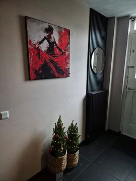 Kundenfoto: Spanische Flamenco-Tänzerin in Rot und Schwarz von Lauri Creates