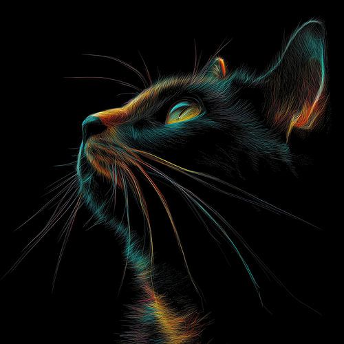 Kat hoofd neon portret