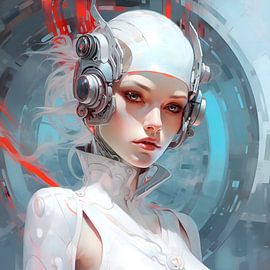 Portrait futuriste d'une jeune femme