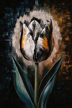 Abstract Representation of a Colourful Tulip by De Muurdecoratie