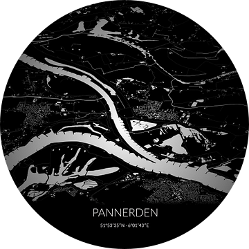 Zwart-witte landkaart van Pannerden, Gelderland. van Rezona