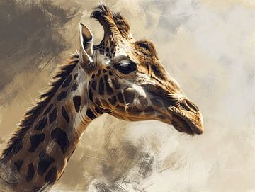Sanfter Riese - Die Giraffe in Kontemplation von Eva Lee