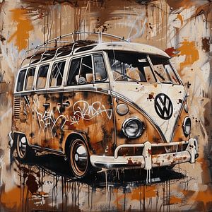 Graffiti VW Bulli T1 Oldtimer rouille abandonnée urbaine