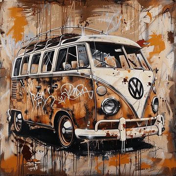 Graffiti VW Bulli T1 oldtimer roest verlaten stedelijk van gm_designs