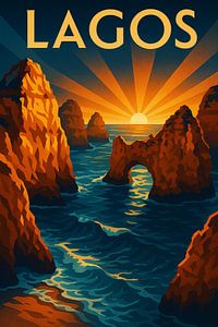 Lagos Algarve Küste Art Deco Poster