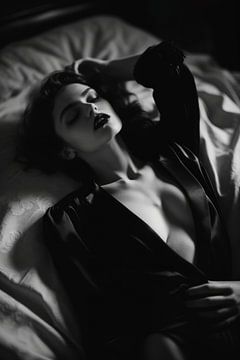 Stylish boudoir portrait in black and white