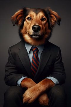 Dog in tailor-made suit by Ellen Van Loon