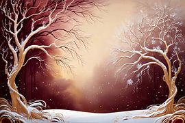 Ruhige Winterlandschaft mit Bäumen von Art & Soul Creations