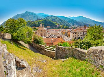 From the Castel Grande view of the Collegiata dei Sante Pietro e Stefano church and the Montebello a