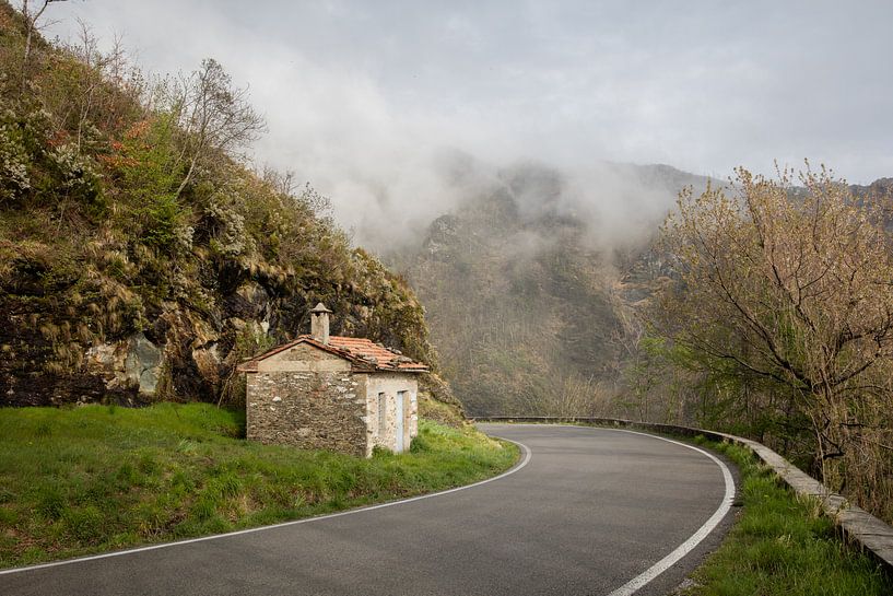 Stille kronkelige weg tussen heuvels in Toscanie, Italie van Joost Adriaanse