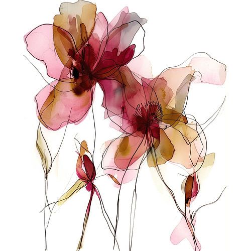 Fleurs essentielles dans les tons rose, rouge et beige