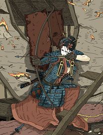 Geisha-Samurai mit Bogen und Katana. von JJ ADX