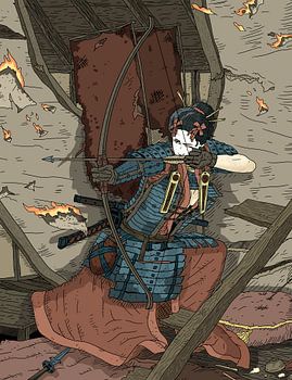 geisha samurai met boog en katana.