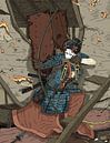 Geisha-Samurai mit Bogen und Katana. von JJ ADX Miniaturansicht