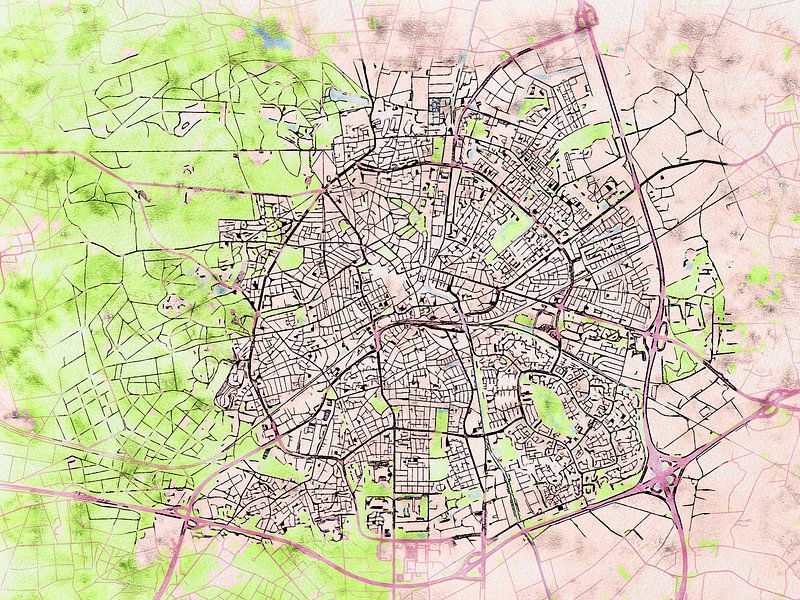 Map of Apeldoorn with the style 'Soothing Spring' by Maporia