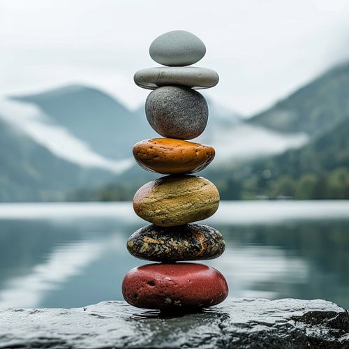 Zen Balance - Meditative stone towers by the water