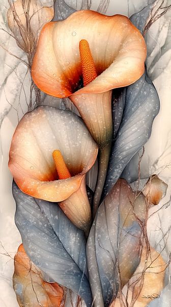 Aquarell von Blumen von Gelissen Artworks