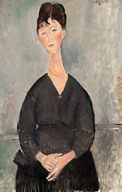 Sitzende Frau in Schwarz von Lydia Barber