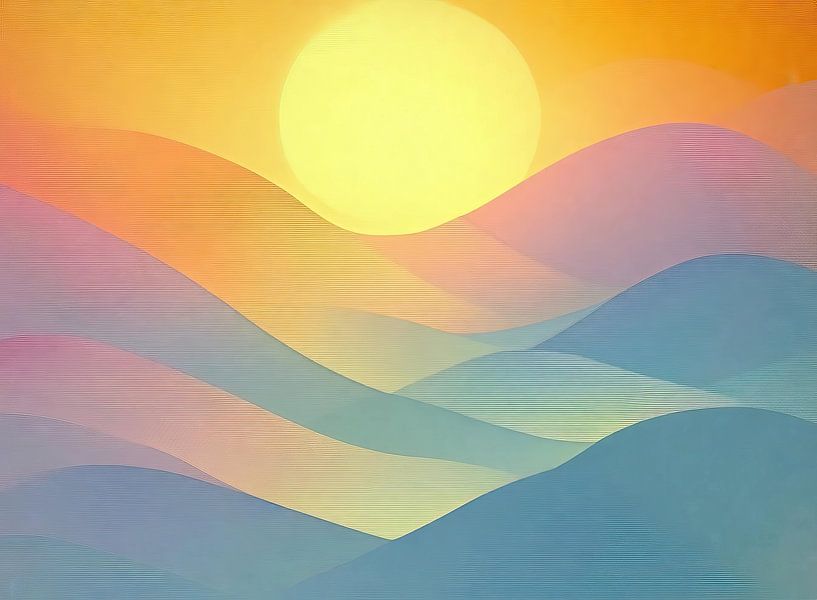 Abstrait coloré - collines au coucher du soleil par Collection Moderne