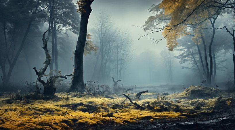 Herfstbos van fernlichtsicht
