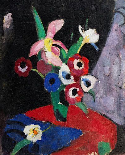 Hermann Stenner - Still Life of Flowers on a Black Ground II (1913)