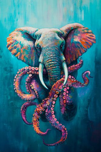 Olifant en octopus verenigd