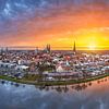 Die sieben Kirchtürme von Lübeck, Deutschland zum Sonnenuntergang von Michael Abid