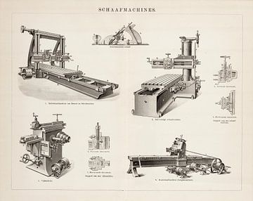 Vintage-Gravur Hobelmaschinen von Studio Wunderkammer