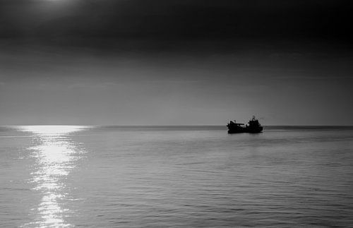 black and white sea ship by Jan Brons