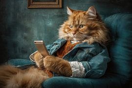 Un chat élégant au charme chaleureux et enjoué sur Jorali Beaux-Arts