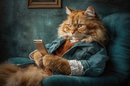 Un chat élégant au charme chaleureux et enjoué sur Jorali Beaux-Arts