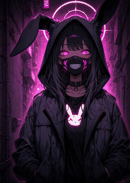 Cyberpunk Häschen Anime Mädchen von Ruzerin