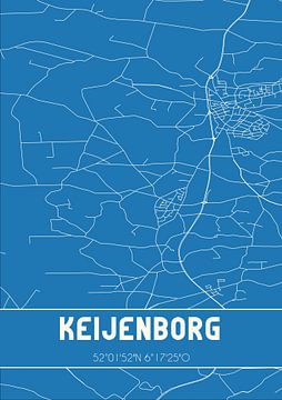 Blauwdruk | Landkaart | Keijenborg (Gelderland) van Stad & Wand