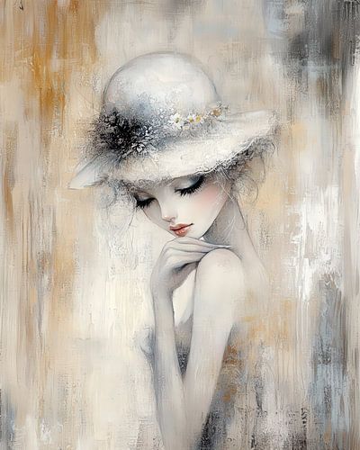 Dreamy Woman with Vintage Hat