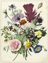 Boeket bloemen op witte achtergrond (gezien bij vtwonen) van Schilders Gilde thumbnail