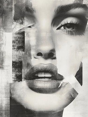 Abstract portret, zwart-wit