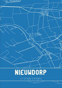 Blaupause | Karte | Nieuwdorp (Zeeland) von Rezona