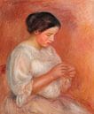 Naaiende vrouw, Renoir (1908) van Atelier Liesjes thumbnail
