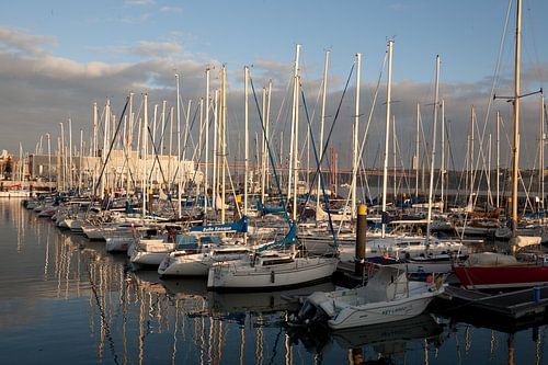 Tranquillité du port sur le Tage - Lisbonne sous une lumière dorée
